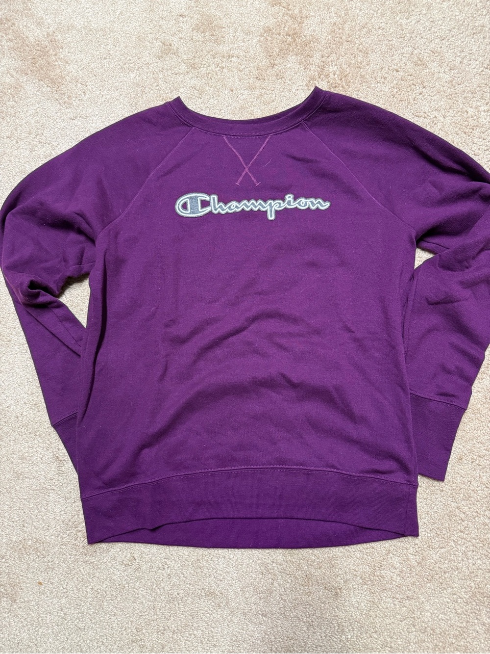 Champion Purple Crewneck Sweatshirt with Script Logo
